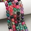 Dyed Natural Agate Faceted Round Beads Strands G-E320E-8mm-16-5