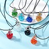 8Pcs 8 Colors Glass Seed Beaded Star Angel Pendant Black Waxed Cotton Cord Necklaces NJEW-MZ00144-1