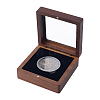 Wood Commemorative Coin Storage Magnetic Boxes with Visible Window CON-WH0133-007A-1
