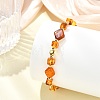 Natural Amber & Brass Beaded Stretch Bracelets for Women BJEW-JB13693-2