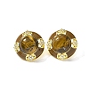 Flat Round Brass Tiger Eye Stud Earrings EJEW-B120-05G-01-2