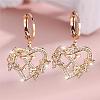 Heart Brass Micro Pave Clear Cubic Zirconia Hoop Earrings FS-WGD5D87-24-1