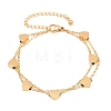 304 Stainless Steel Heart Link Double Layers Bracelets BJEW-D460-07G-4