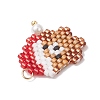 Christmas Themed Glass Seed Beaded Pendants PALLOY-MZ00868-05-4