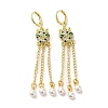 Leopard Head Real 18K Gold Plated Brass Micro Pave Cubic Zirconia Dangle Leverback Earrings EJEW-Q797-12G-1