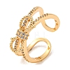 Brass with Cubic Zirconia Open Cuff Rings RJEW-B052-01G-1