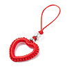Heart Braided Nylon Cord Mobile Accessories HJEW-JM00607-04-4