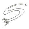 Halloween Alloy Heart with Bat Wings Pendant 201 Stainless Steel Box Chain Necklaces for Women Men NJEW-A056-01P-2