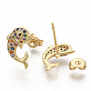 Brass Micro Pave Colorful Cubic Zirconia Stud Earrings EJEW-S208-021-2