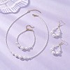 Round Natural Cultured Freshwater Pearl & Glass Beaded Bracelets & Necklaces & Dangle Earrings Sets SJEW-JS01366-1