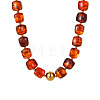304 Stainless Steel & Resin Cube Beaded Necklaces for Women WG9D40D-01-3