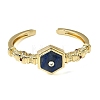Hexagon Brass Pave Natural Gemstone & Cubic Zirconia Cuff Bangles for Women BJEW-Z172-01G-7