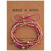 5Pcs Adjustable Nylon Round Gemstone Bead Braided Bracelet Sets NO9066-3-1