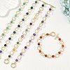 Natural Mixed Gemstone & Brass Open Jump Rings Link Bracelets for Women BJEW-JB14116-1