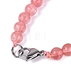 Cherry Quartz Glass Round & Cone Beaded Necklaces NJEW-N064-03M-4