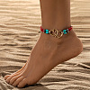 Double Heart Alloy Link Stretch Anklets WGCB0A2-12-1
