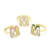 Mixed Color Enamel Initial Letter Adjustable Ring with Clear Cubic Zirconia RJEW-P045-01G-M-1