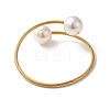 Plastic Imitation Pearl Round Beaded Cuff Bangle X-BJEW-P310-07G-3