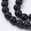 Natural Black Stone Bead Strands G-R193-01-12mm-3