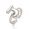 Brass Letter Open Cuff Rings for Women RJEW-G313-01J-P-1