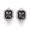 Brass Micro Pave Clear Cubic Zirconia and Glass Connector Charms KK-N287-28P-1