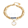 Bohemian 304 Stainless Steel Chain & Natural Lapis Lazuli Beads Double Layers Bracelets BJEW-C150-01A-G-2