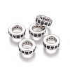 Brass Cubic Zirconia Rondelle European Beads KK-E772-02E-P-2