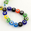 Flat Round Handmade Evil Eye Lampwork Beads LAMP-R116-05-2