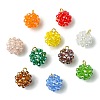 Handmade Nylon Wired Glass Beaded Pendants with Glass Pearl Round Bead PALLOY-CJ00105-8