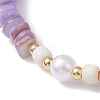6Pcs 6 Colors Natural Freshwater Shell Chip & ABS Plastic Imitation Pearl Beaded Stretch Bracelets BJEW-JB12727-5