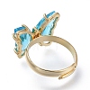 Adjustable Brass Glass Finger Rings RJEW-P148-A01-02-3