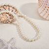 Baking Paint Pearlized Glass Pearl Round Beaded Long Necklaces NJEW-SW00066-03-5