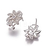 Brass Micro Pave Cubic Zirconia Stud Earring Findings KK-O121-13P-1