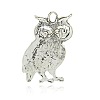Antique Silver Tone Alloy Synthetic Turquoise Bird Pendants PALLOY-J442-01AS-2