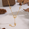 304 Stainless Steel Hollow Flower Pendant Tassel Y Chain Necklaces for Women KY1138-1