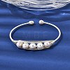Brass Wire Wrapped Natural Pearl Open Cuff Bangles for Women BJEW-D453-03S-2