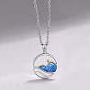 Valentine's Day Brass Enamel Sea and Mountain Pendant Necklaces for Men FS-WG0CA19-02-1