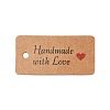 100Pcs Kraft Paper Word Handmade with Love Printed Gift Tags CDIS-H007-12B-1