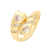 Brass Micro Pave Clear Cubic Zirconia Cuff Rings for Women RJEW-U047-19G-4