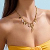 Summer Beach 304 Stainless Steel Bowknot Clover Pendant Necklaces with Imitation Keshi Pearl Tassel for Women LH7473-3