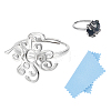 1Pc 925 Silver Ring Adjustable Ring Findings FIND-UN0016-37-1