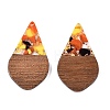 Transparent Resin and Walnut Wood Pendants RESI-T057-06M-2