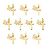 10Pcs Cross with Butterfly Brass Pendants PALLOY-TAC0272-2