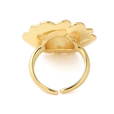 Flower Brass Open Cuff Rings RJEW-A046-06G-1