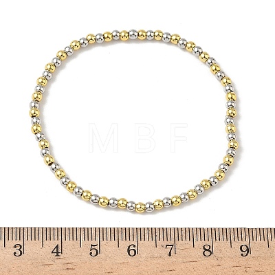 Brass Round Beaded Stretch Bracelets for Men Women BJEW-B148-05A-PG-1