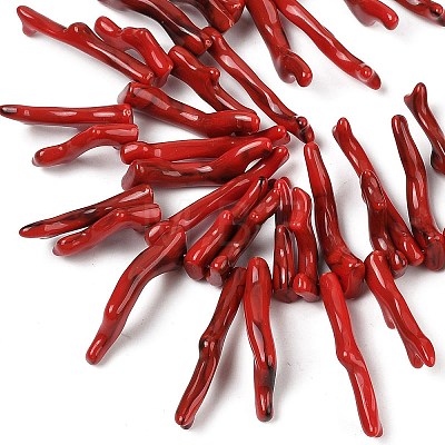 Opaque Acrylic Imitation Coral Beads Strands SACR-P033-01A-07-1