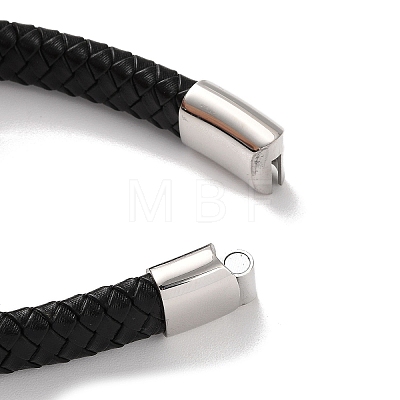 Men's Braided Black PU Leather Cord Bracelets BJEW-K243-38AS-1
