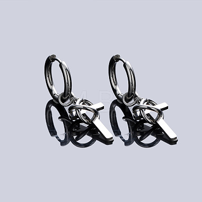 304 Stainless Steel Hoop Dangle Earrings for Men WG37F53-02-1