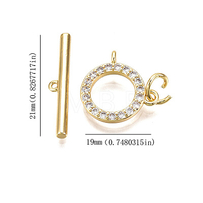 5Pcs Brass Micro Pave Clear Cubic Zirconia Toggle Clasps KK-CJ0002-03A-1