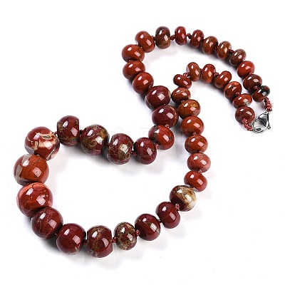 Natural Red Rainbow Jasper Rondelle Graduated Beaded Necklaces for Women Men NJEW-K388-02T-1